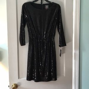 Vince camuto Black 3/4 sleeve sequin dress